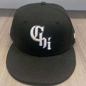 New Era Black and White Structured Hat with Embroidered Logo